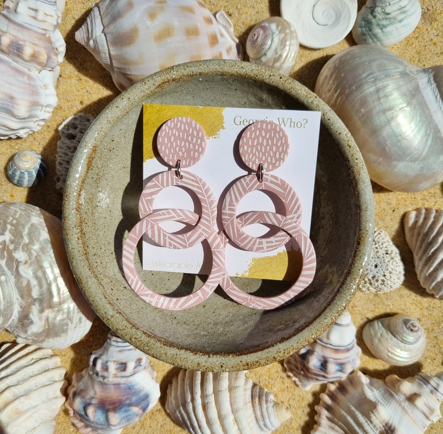 Blush pink polymer clay earrings made in australia