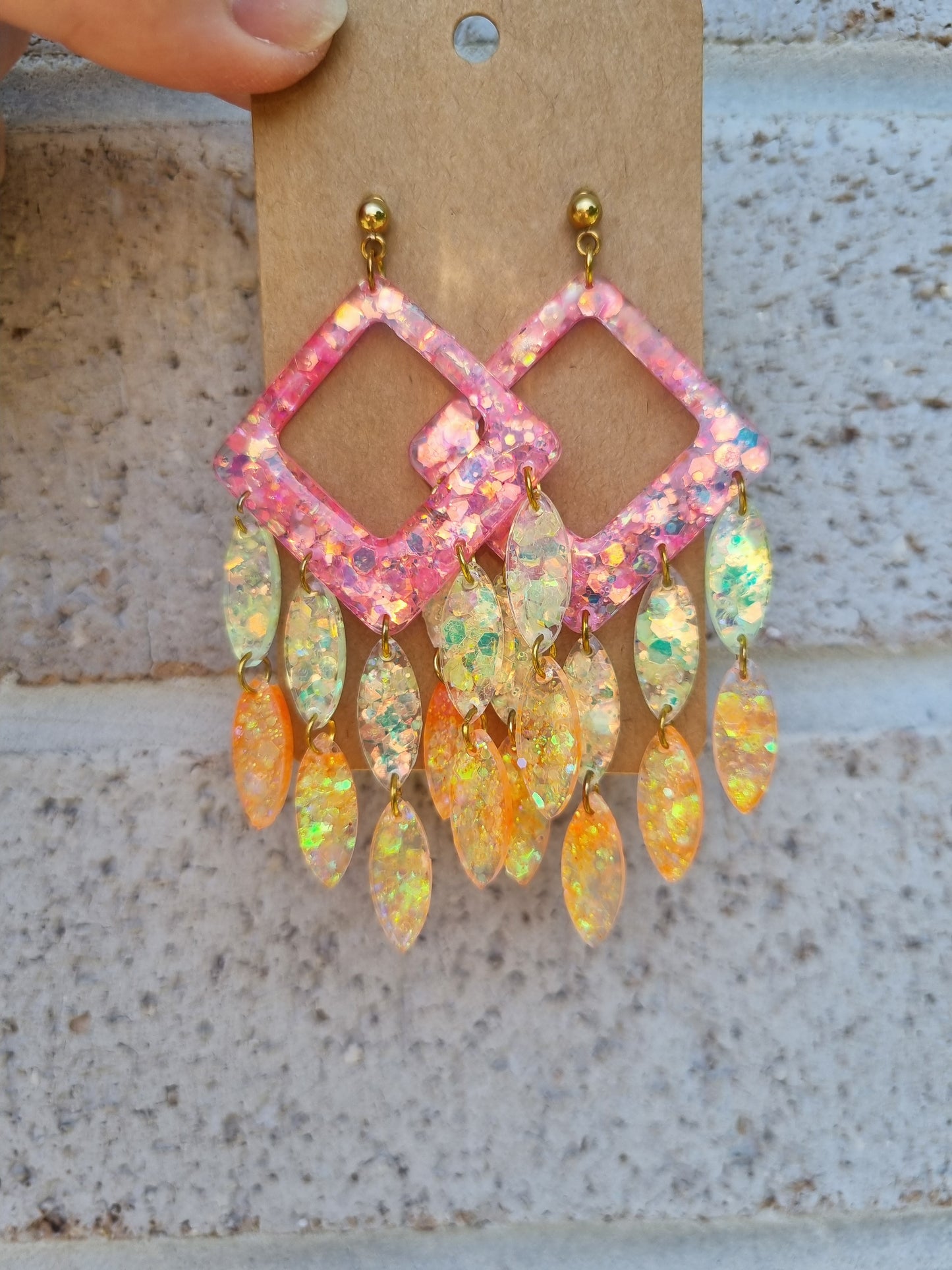 Sunset falls -Glitter and Resin Earrings