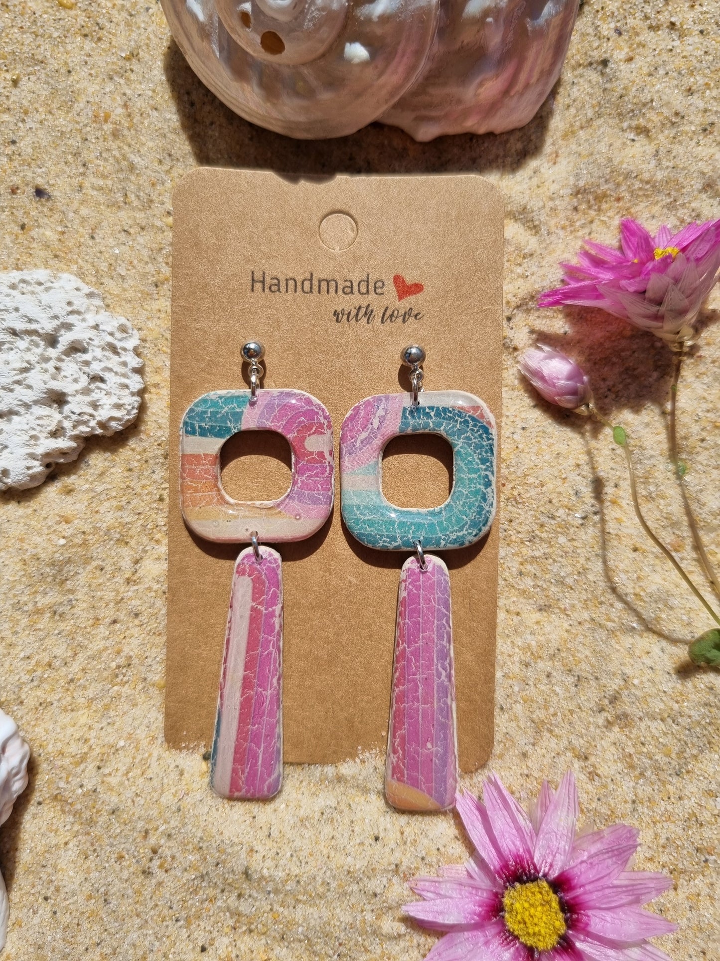 Retro Beach - Polymer Clay Earrings.