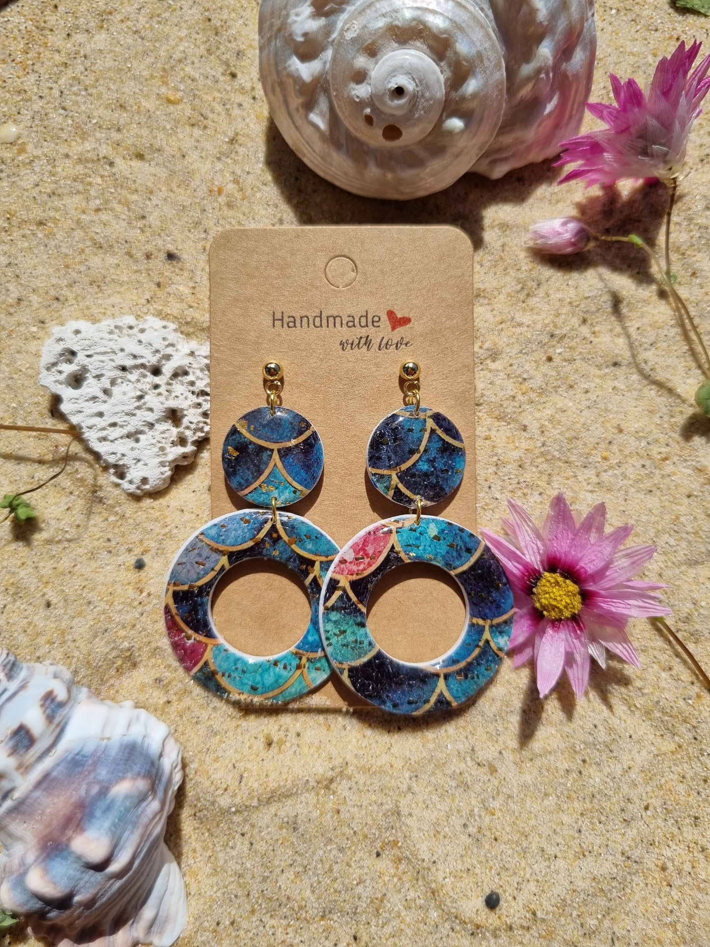 Deep Sea - Polymer Clay Earrings.