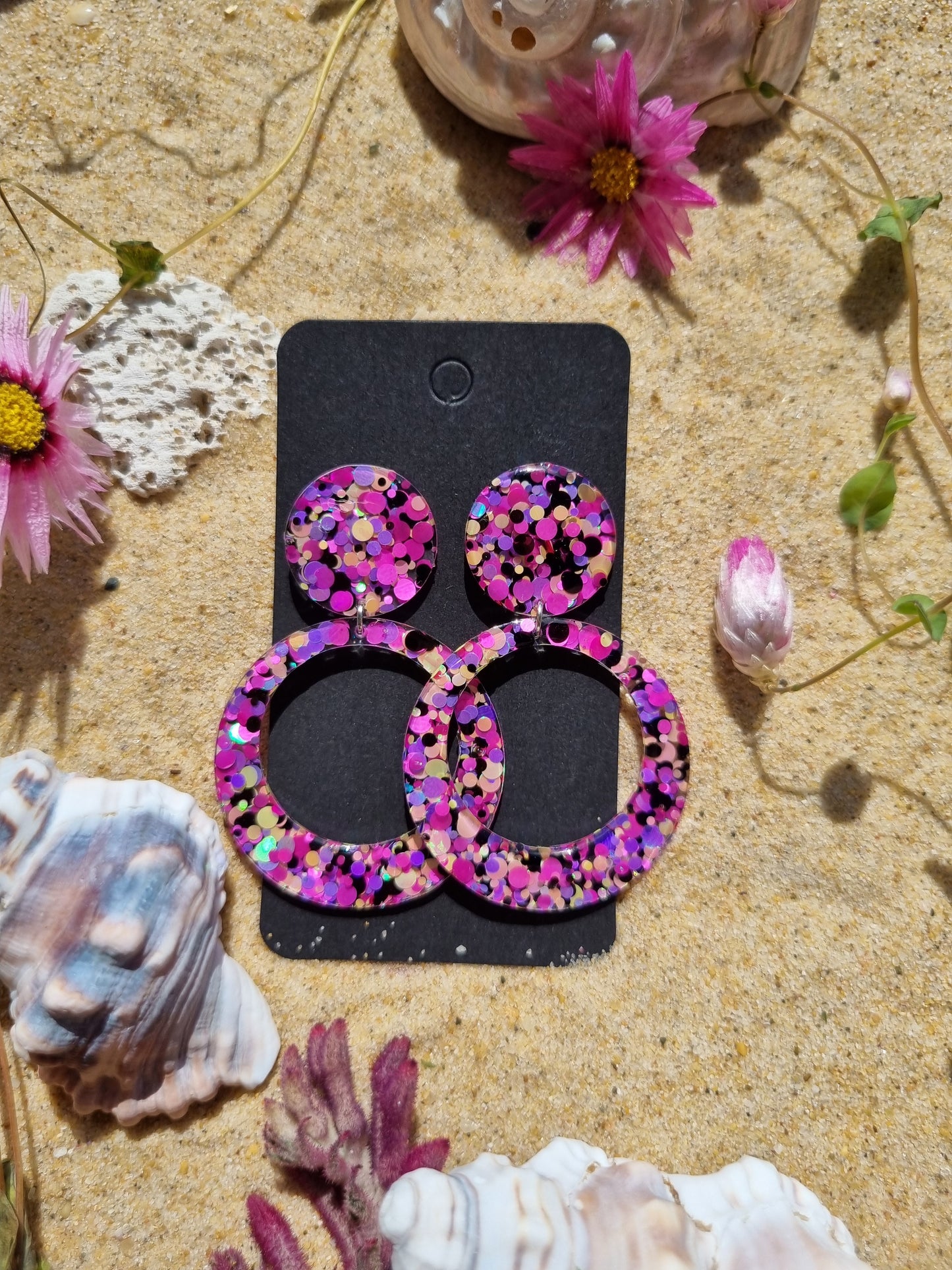 Popping- Resin and Glitter Earrings.