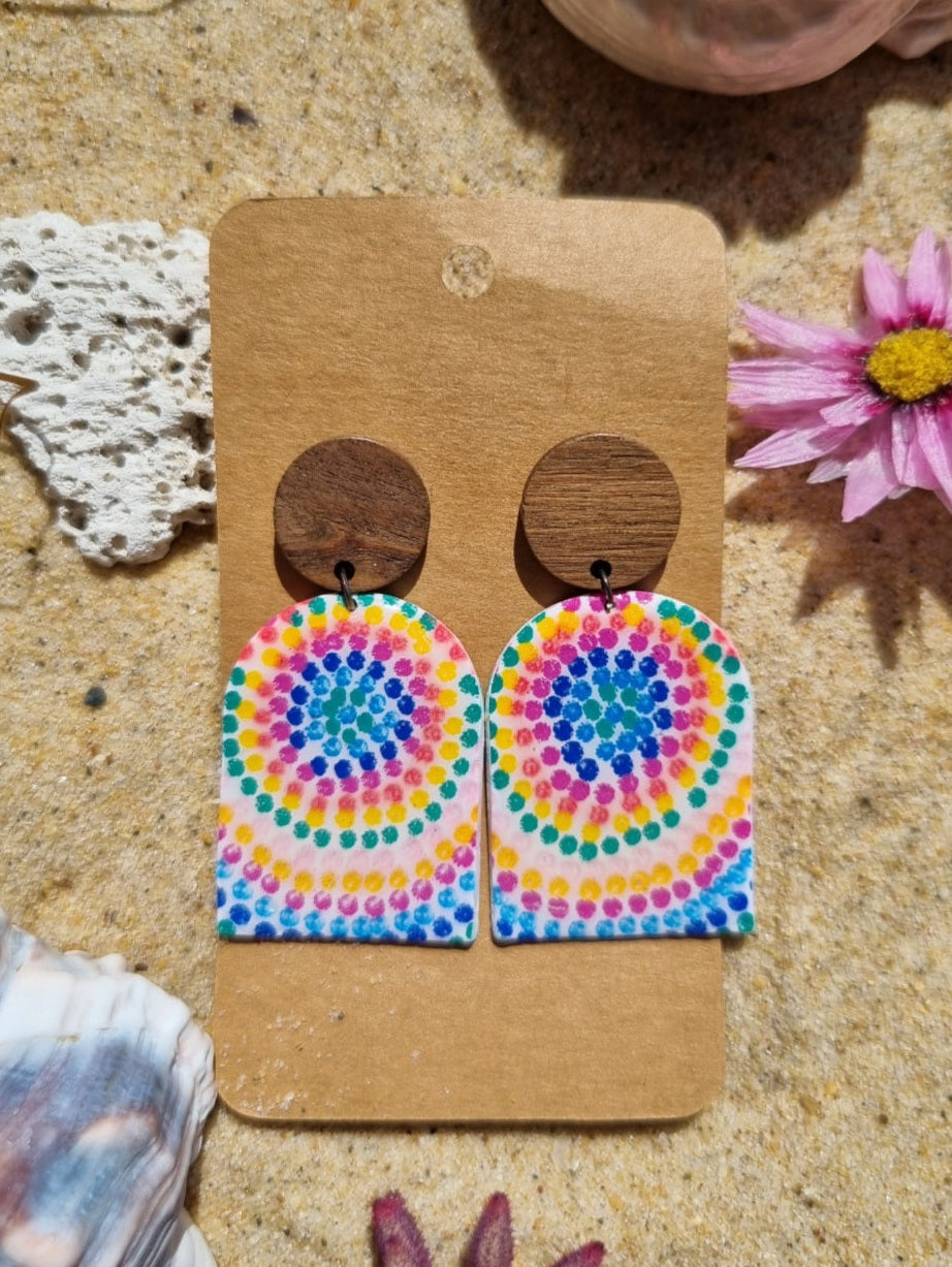 Hand painted polymer clay and resin earrings
