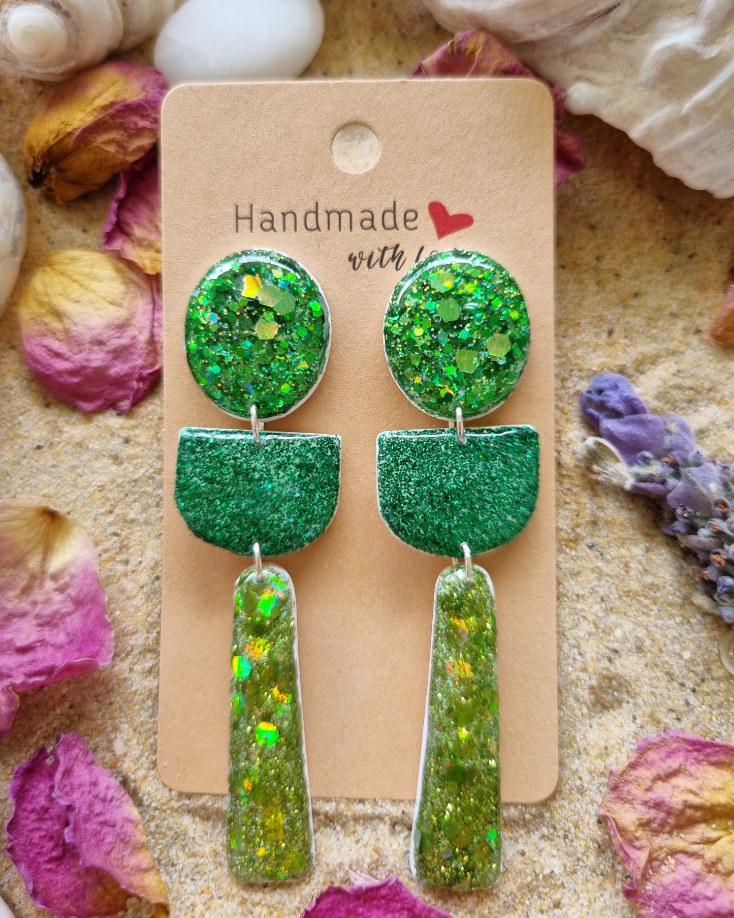 Emerald Isle - Polymer Clay and Resin Handmade Earrings.