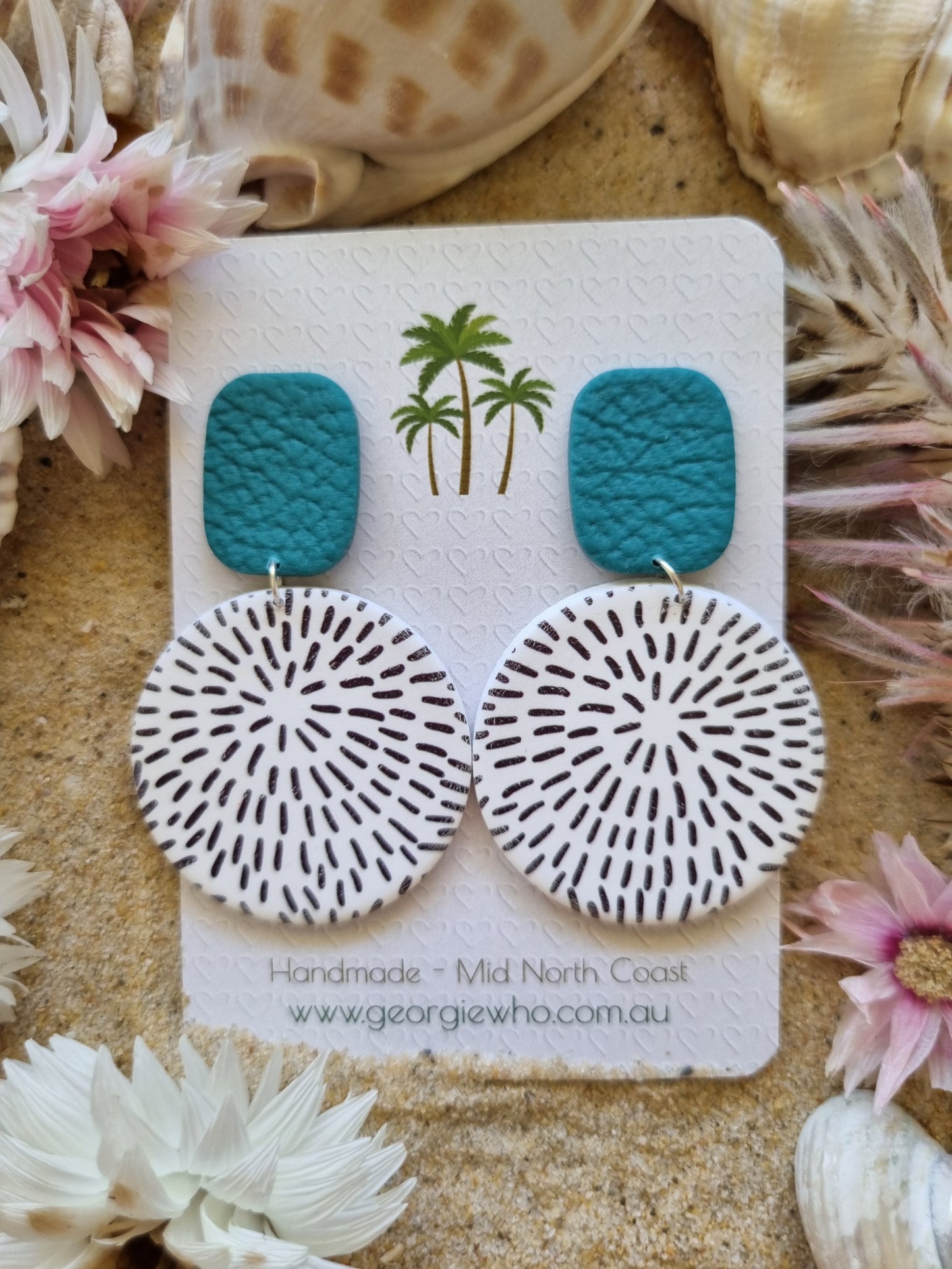 Ink & Teal - Polymer Clay Handmade Earrings