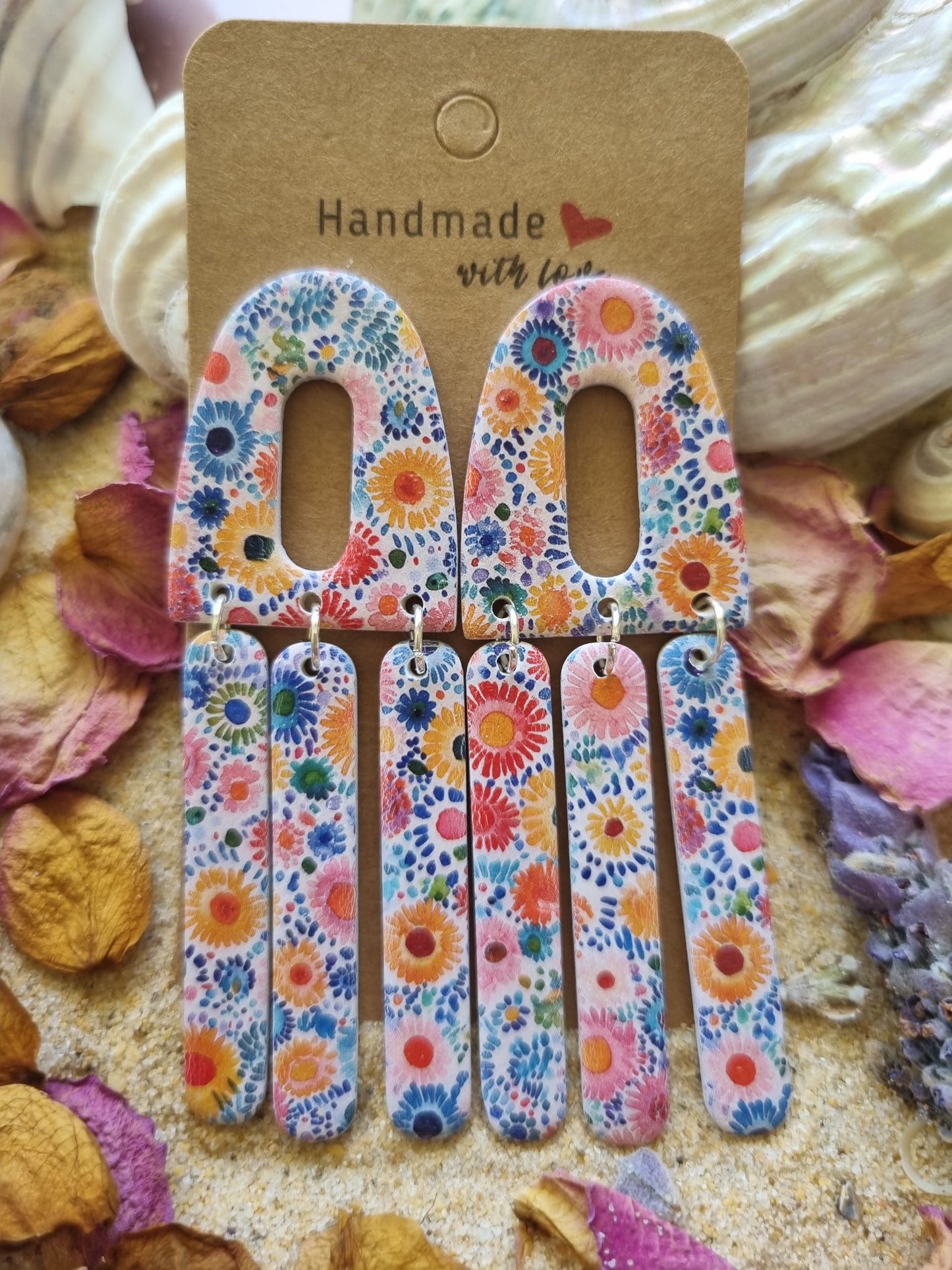 Floral Fringe - Polymer Clay Earrings