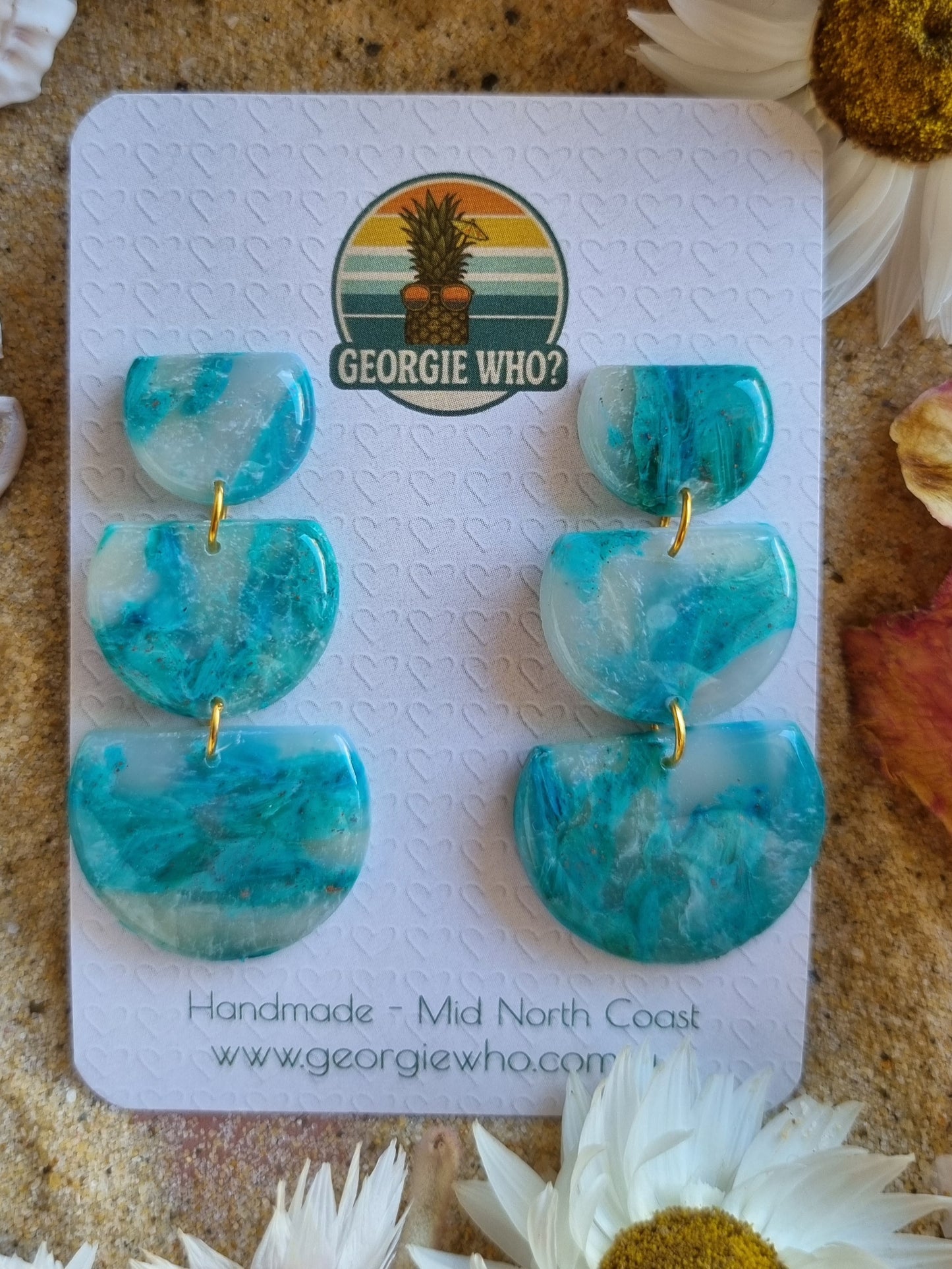 Ocean swell - Translucent Polymer Clay and Resin Earrings