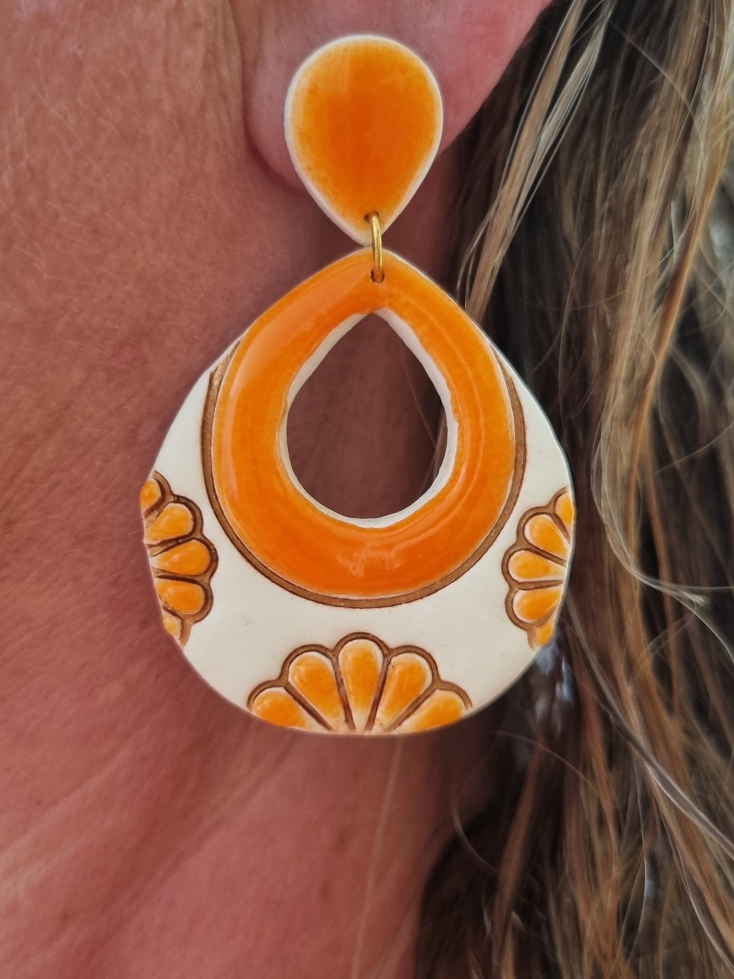 Endless Summer - Sunset Orange - Polymer Clay Handmade Earrings