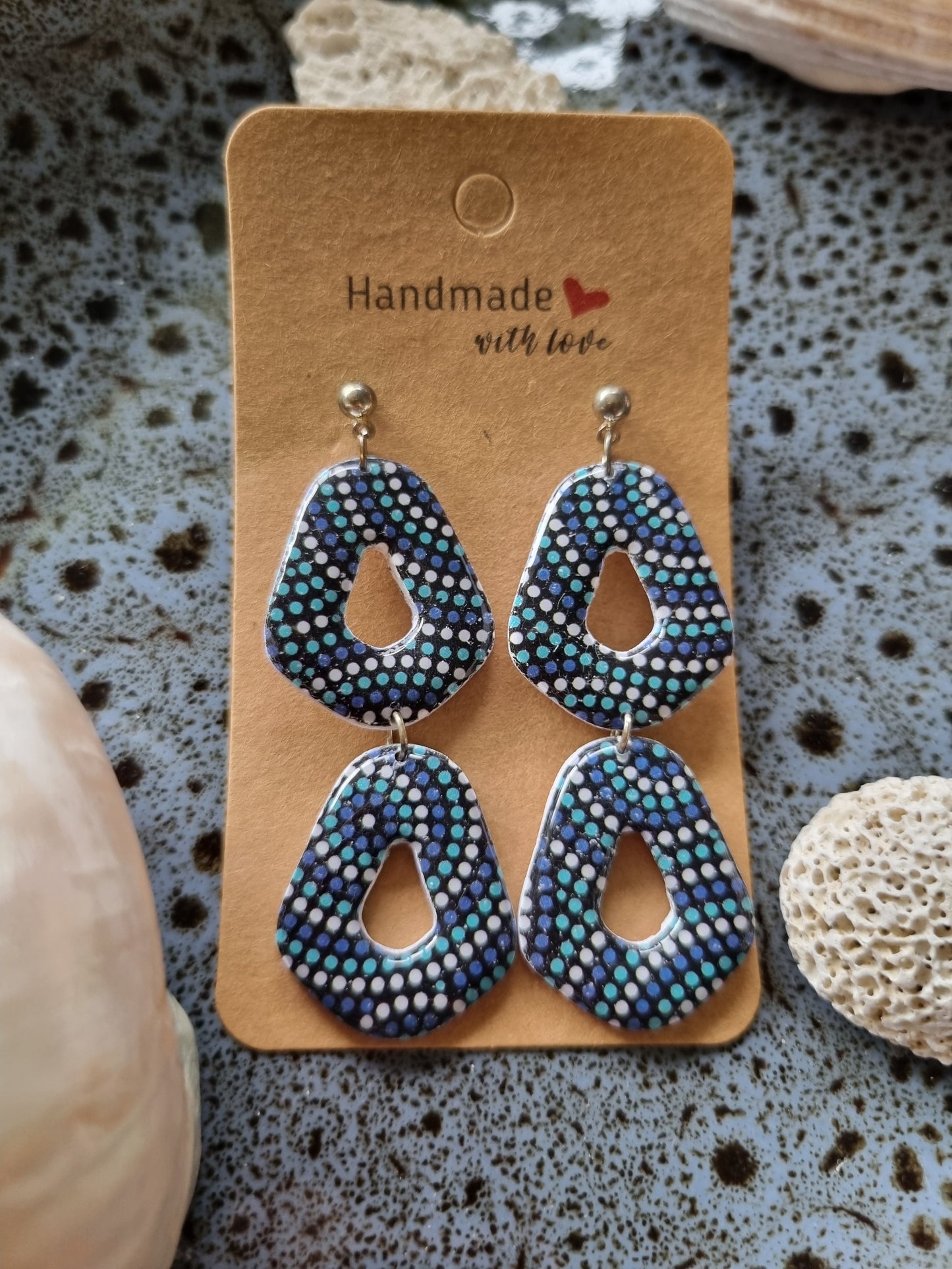 Blue Dot - Polymer Clay Handmade Earrings