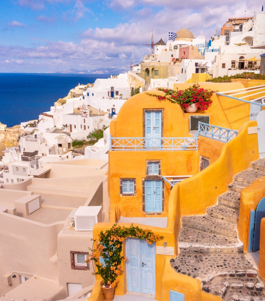 Mediterranean village, to show earrings by Georgie Who that are inspired by the Mediterranean 