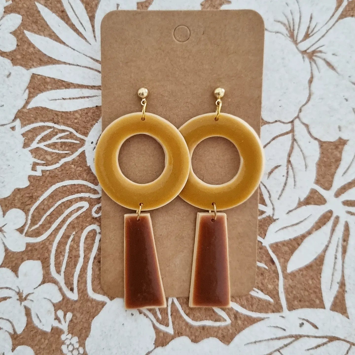 Retro polymer clay earrings with glazed resin handmade in Australia by Georgie Who 