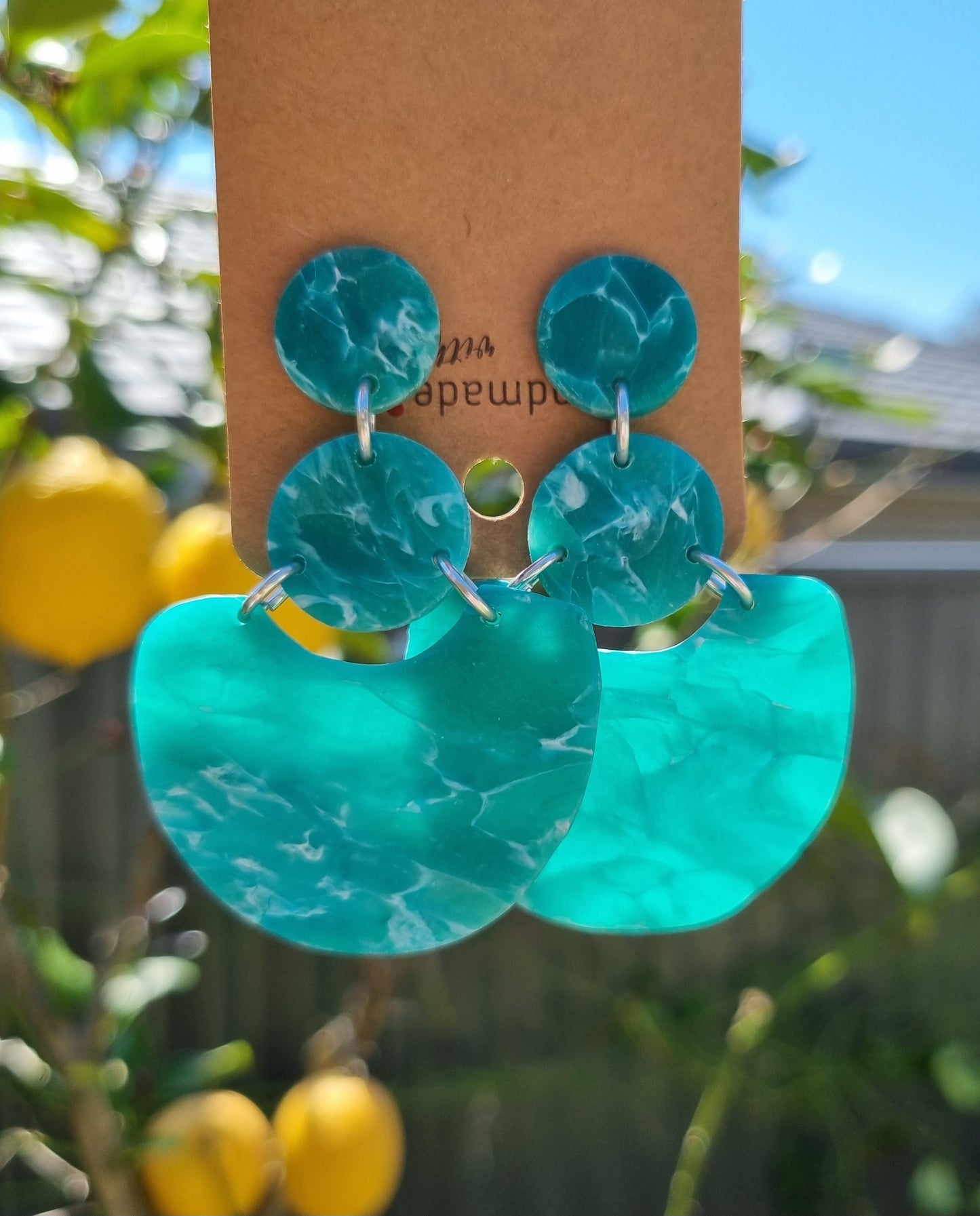 Sea glass - Polymer Clay Earrings - Translucent.