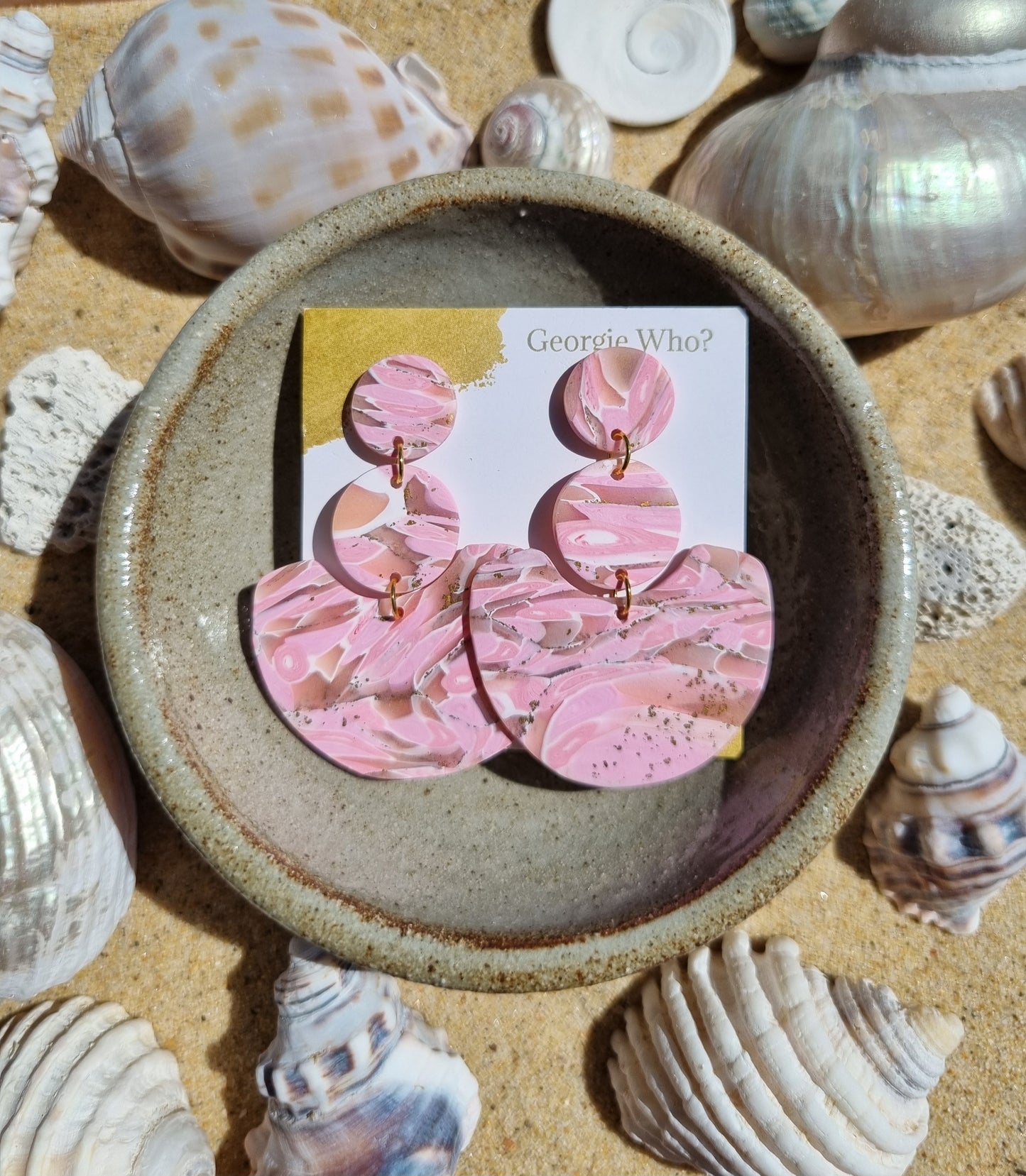 Rose Quartz - Polymer Clay Earrings.