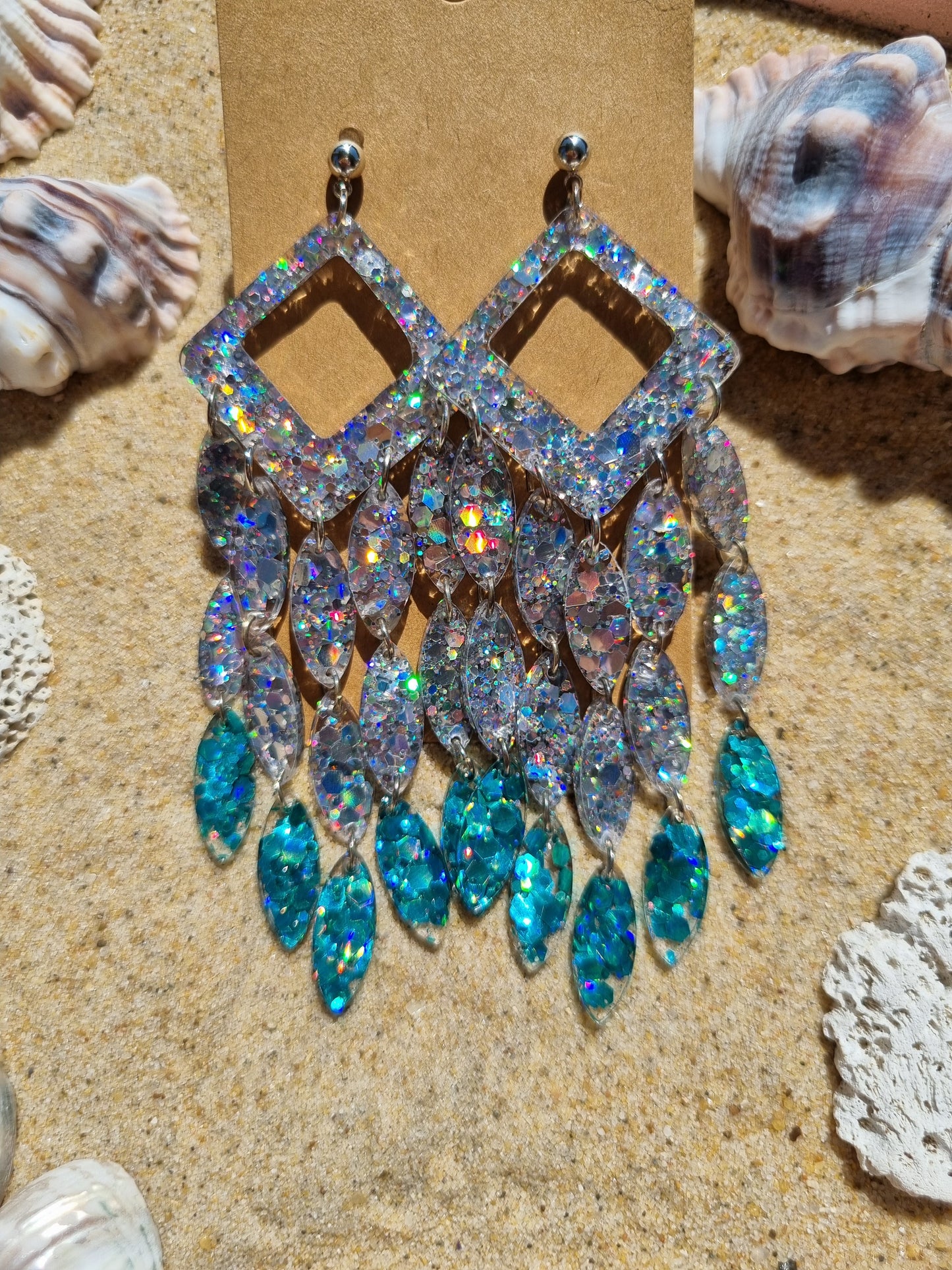 Cascade Drops - Resin and Glitter Earrings.
