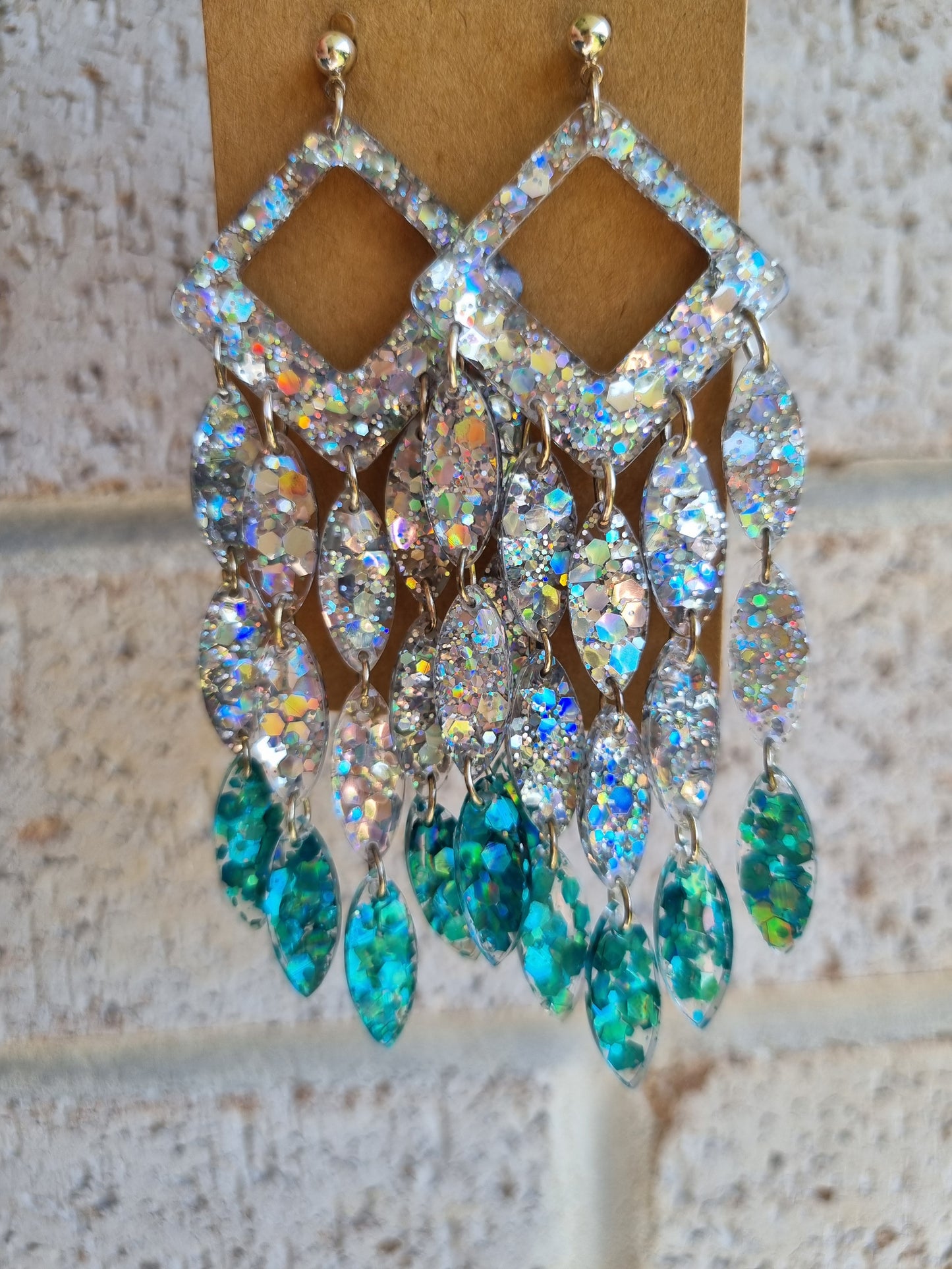 Cascade Drops - Resin and Glitter Earrings.