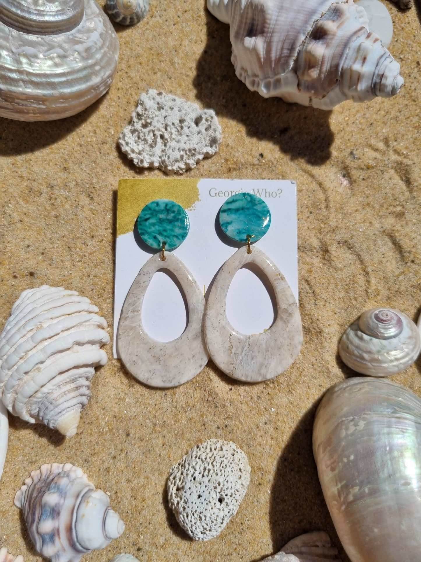 Aegean Marble - Polymer Clay Earrings