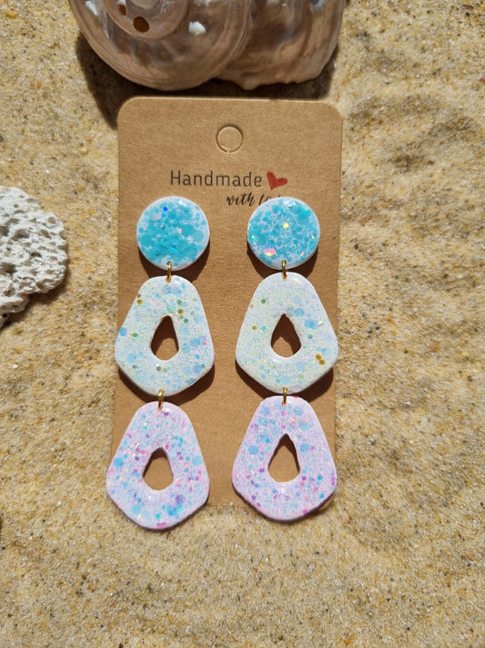 Summer daze - Polymer Clay - Glitter and Resin Earrings.