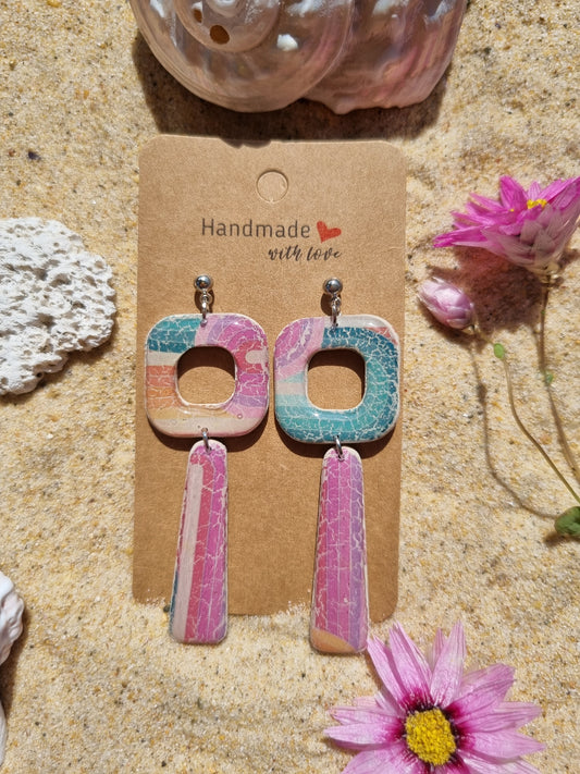 Retro Beach - Polymer Clay Earrings.
