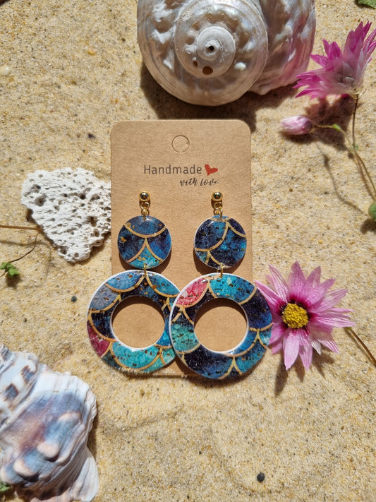 Deep Sea - Polymer Clay Earrings.