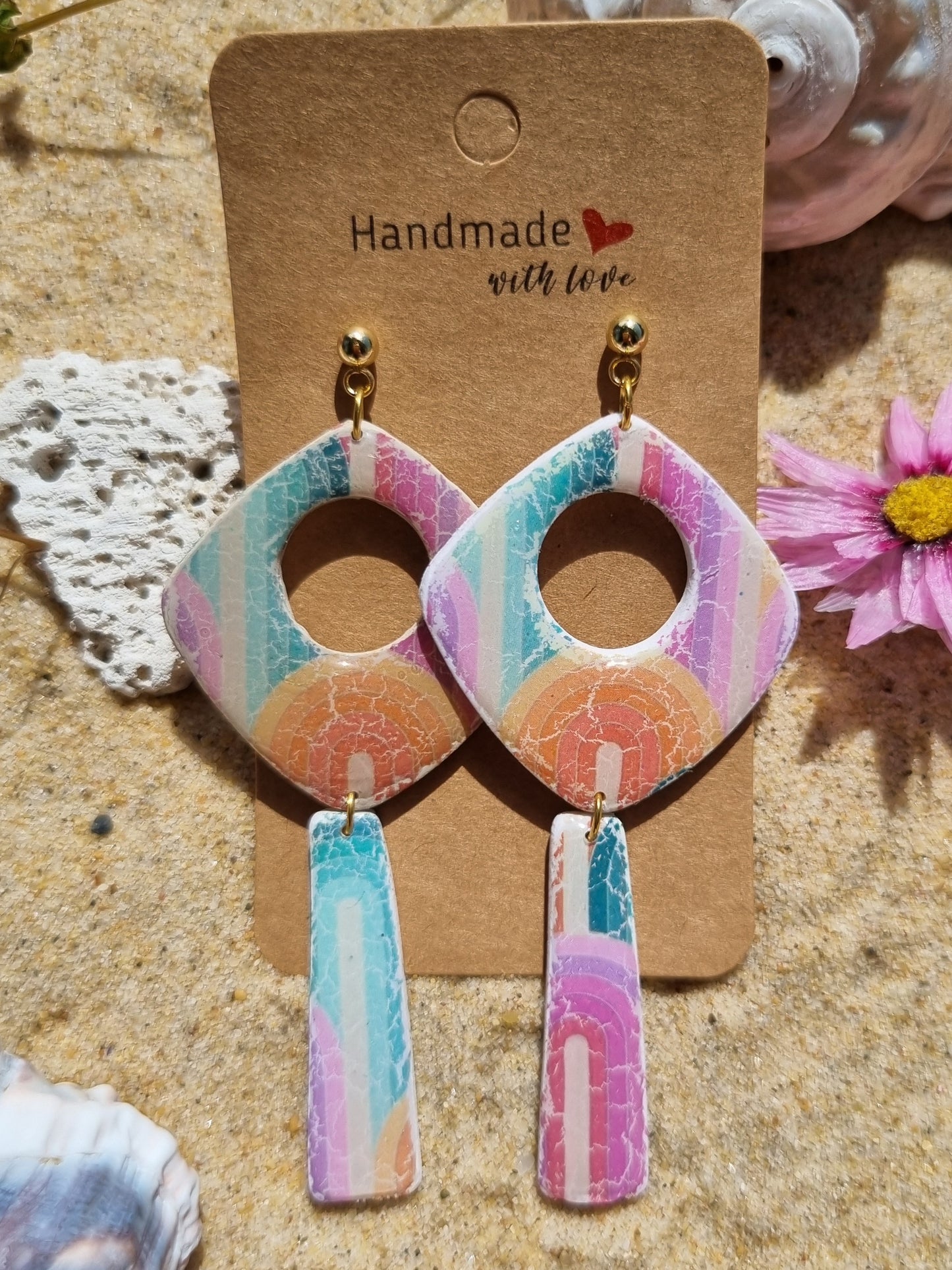 Retro Revival - Polymer Clay and Resin Earrings.