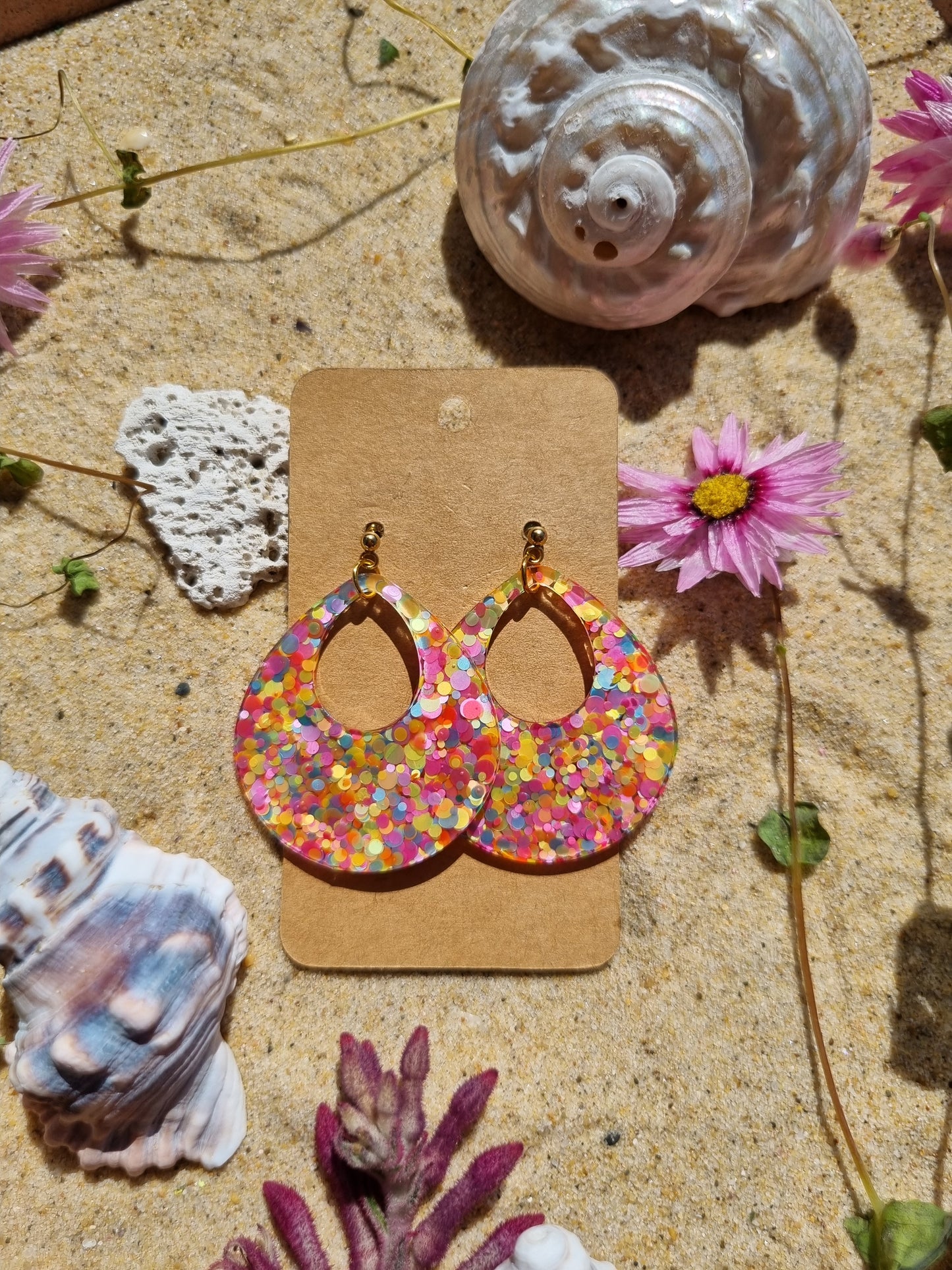 Resin and Glitter colourful earrings