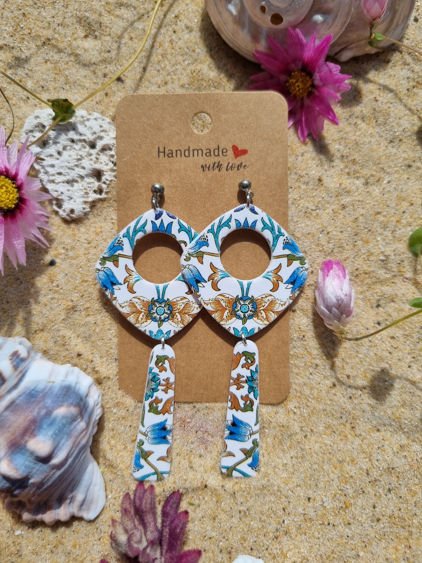 Mediterranean Bloom - Polymer Clay Earrings.