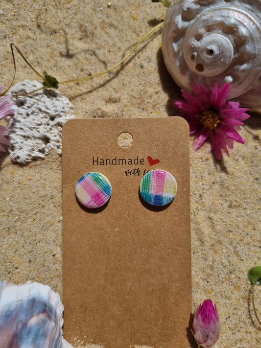 Neon Plaid Small Stud