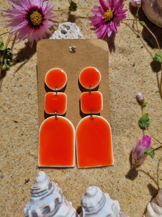 Tangarine resin glazed polymer clay earrings