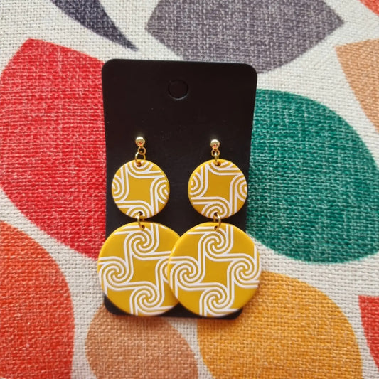 Polymer clay earrings retro style in mustard handmade in Australia 