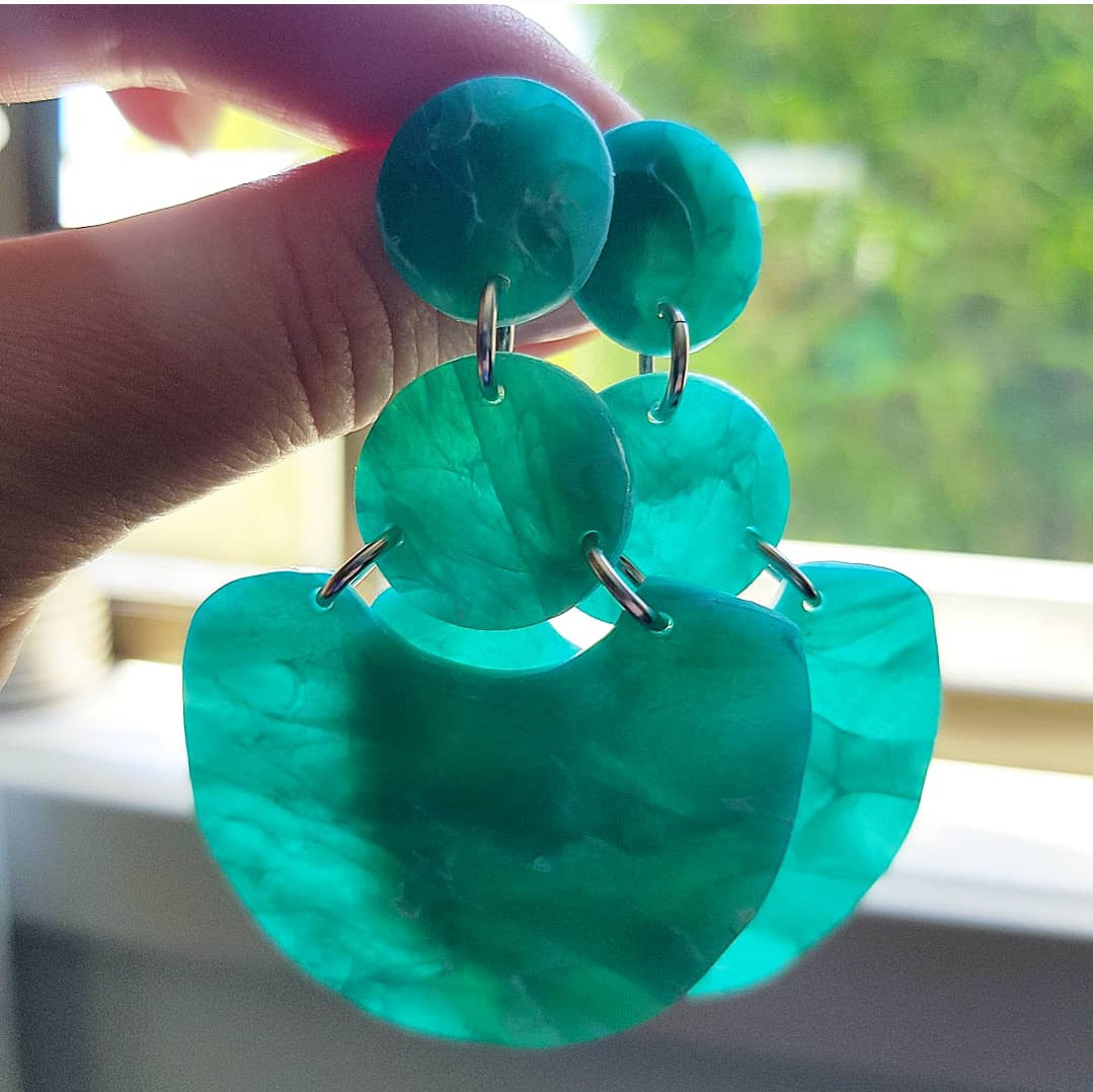 Sea glass - Polymer Clay Earrings - Translucent.