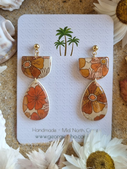 Vintage Bloom - Smaller - Polymer Clay and Resin Earrings