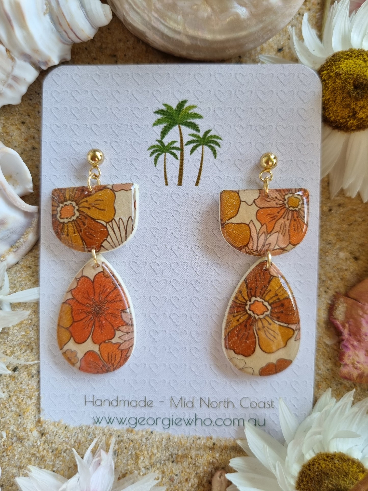 Vintage Bloom - Smaller - Polymer Clay and Resin Earrings