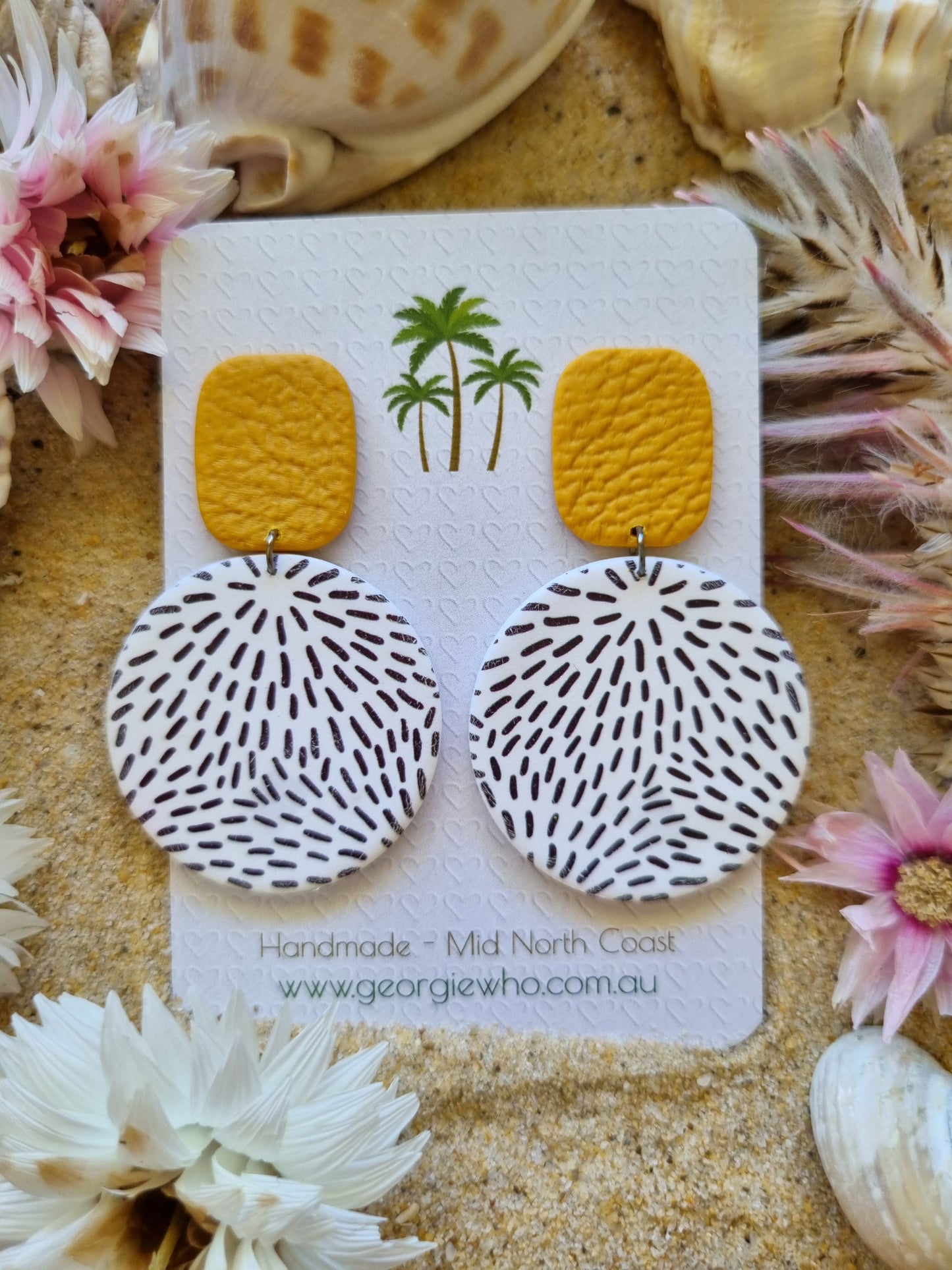 Mustard and Ink - Polymer Clay Earrings