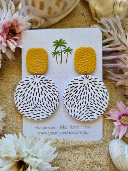 Mustard and Ink - Polymer Clay Earrings