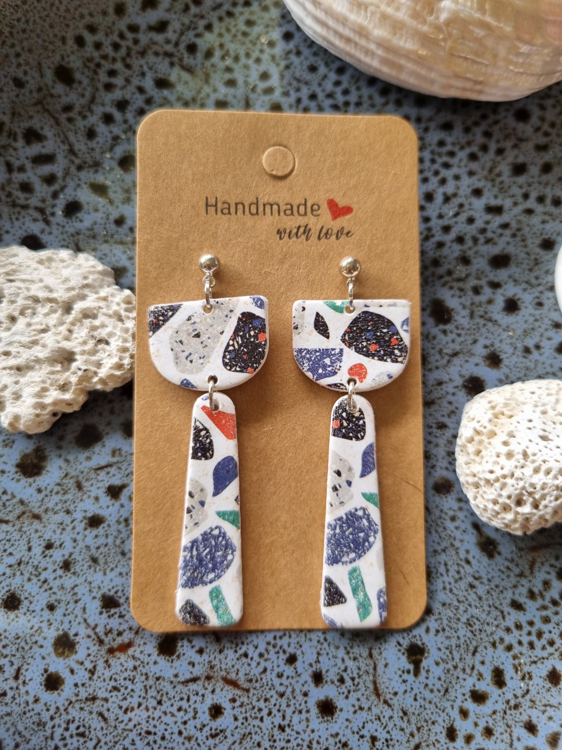 Polymer clay Terrazzo earrings handmade in Australia 
