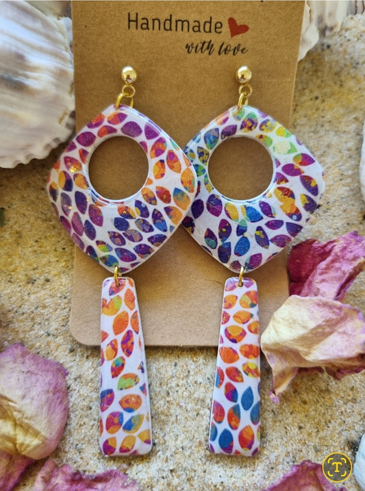 Confetti Leaves - Polymer Clay Handmade Earrings