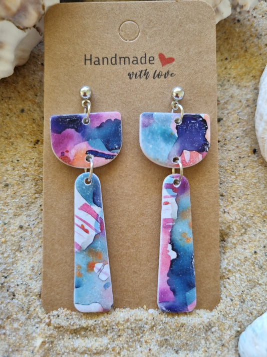 Watercolour mid size - Polymer Clay Earrings