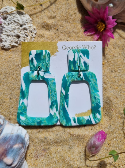 Marbled Sea - Polymer Clay Handmade Earrings.