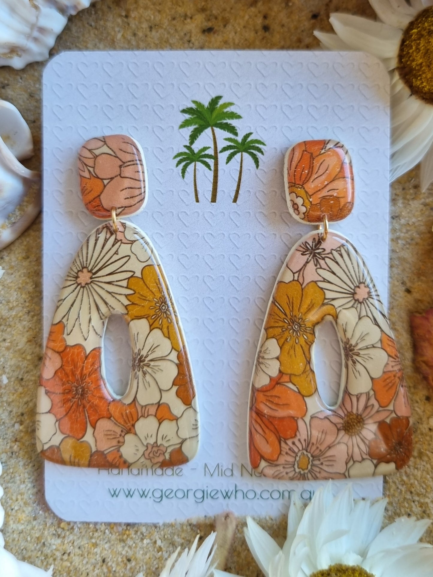 Vintage Bloom - Larger Size - Polymer Clay and Resin Earrings