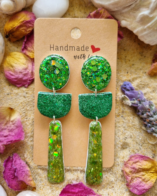 Emerald Isle - Polymer Clay and Resin Handmade Earrings.