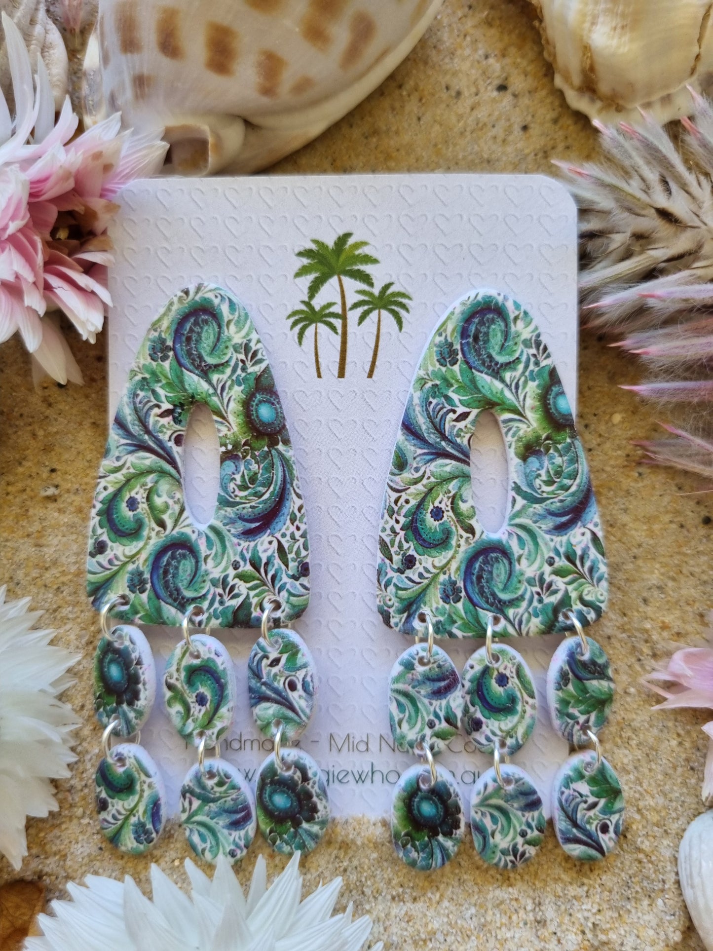 Island Paisley - Polymer Clay Handmade Earrings