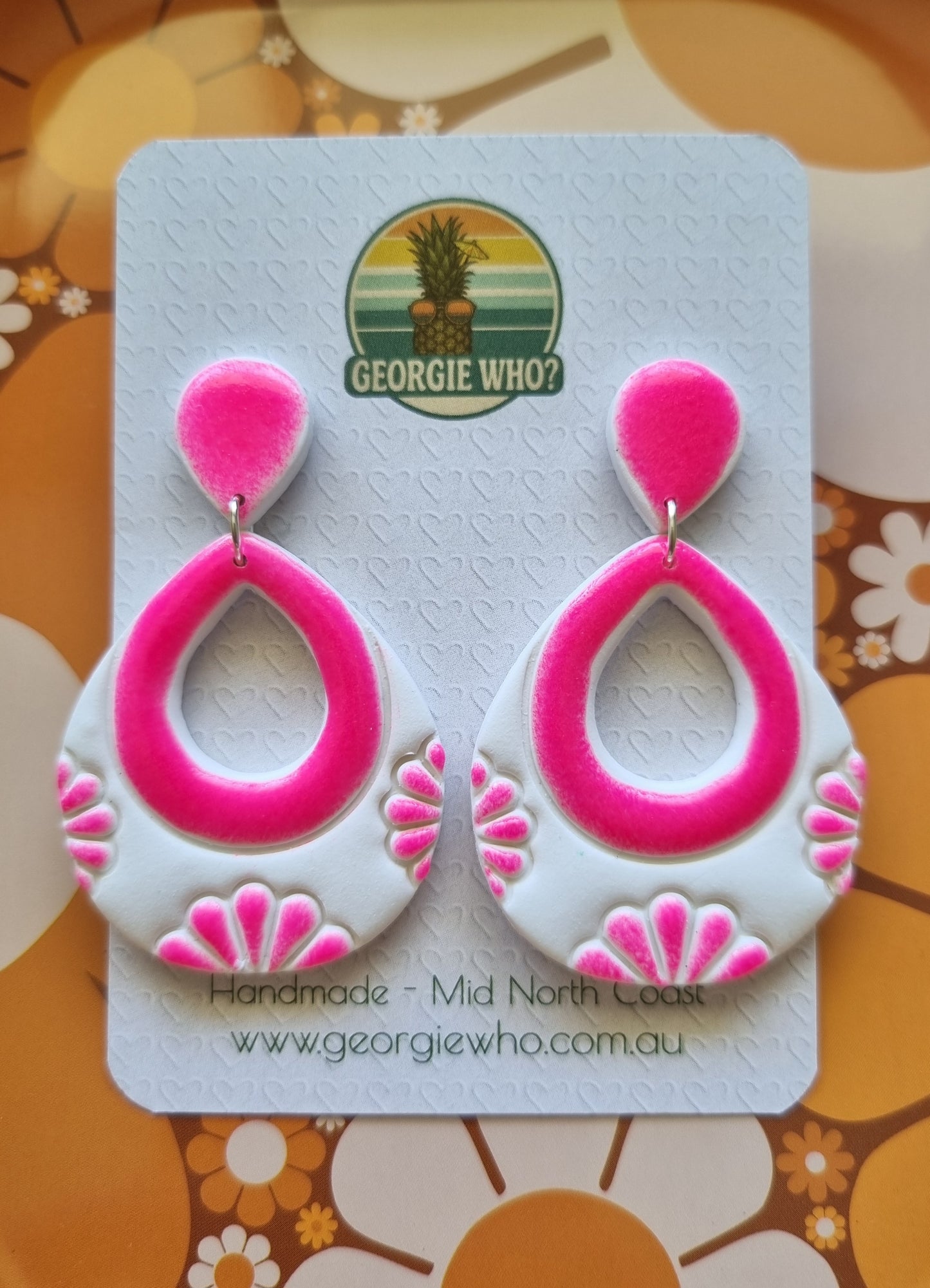 Endless Summer - Electric Pink - Polymer Clay Handmade Earrings